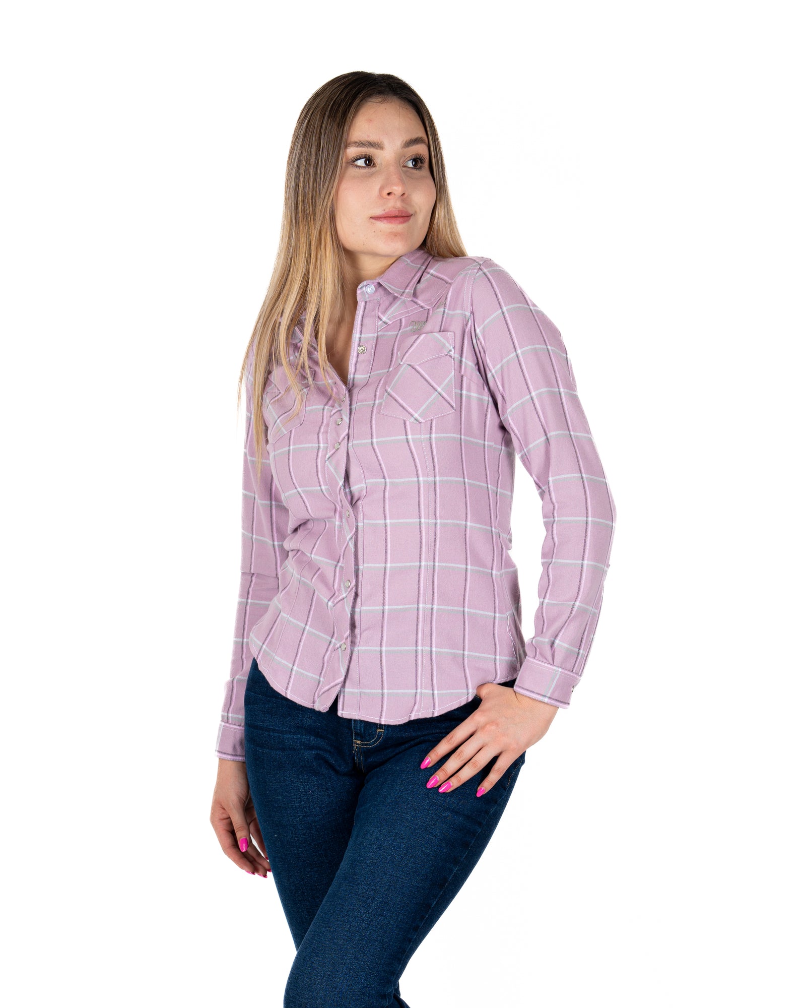 Camisa Wrangler Cuadros Lila Dama