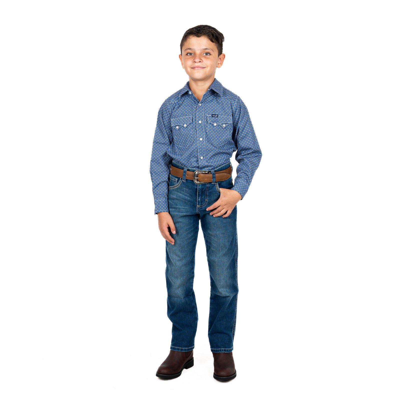 Camisa Wrangler Estampado Azul Niño