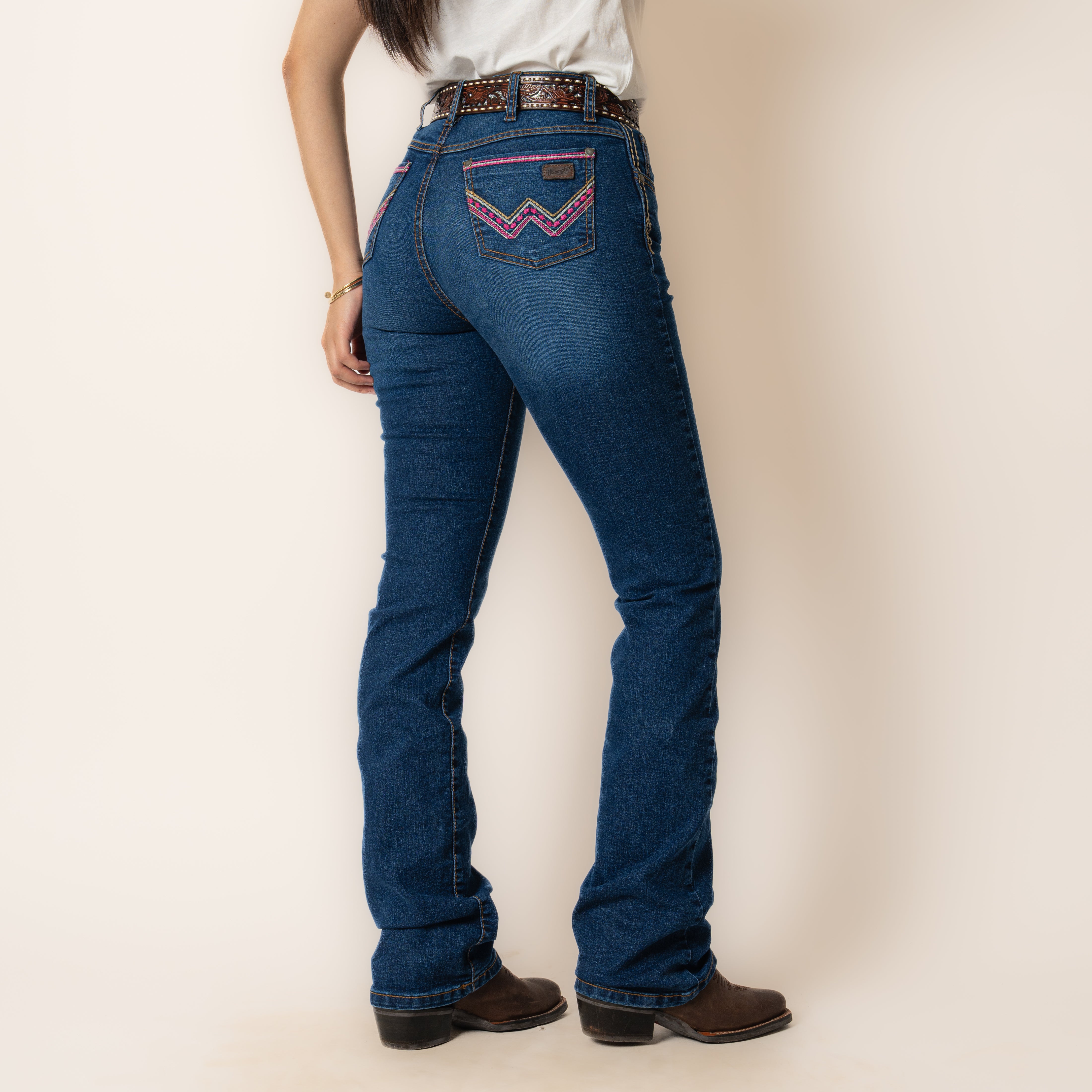 Jeans Wrangler High Rise Cintura Alta Rosa Dama