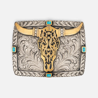 Hebilla Ranch Brand Cráneo Piedra Turquesa