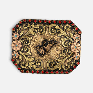 Hebilla Ranch Brand Vaquero Rodeo Pidra Flor