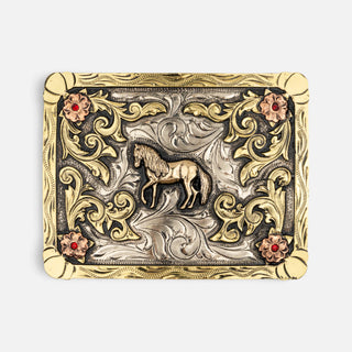 Hebilla Ranch Brand Caballo Flor