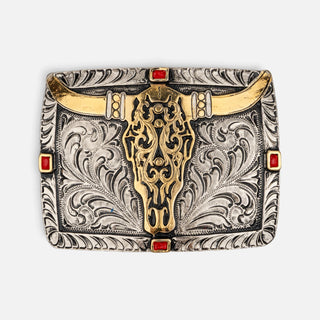 Hebilla Ranch Brand Cráneo Piedra Roja