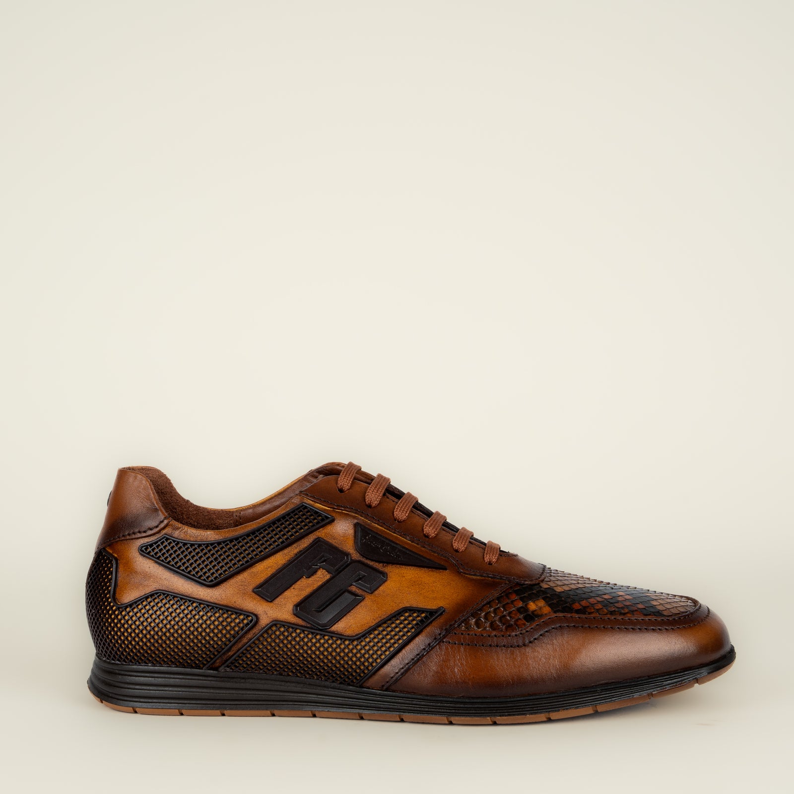 Sneakers Franco Cuadra Pitón Miel Ternera Paris Almendra Caballero