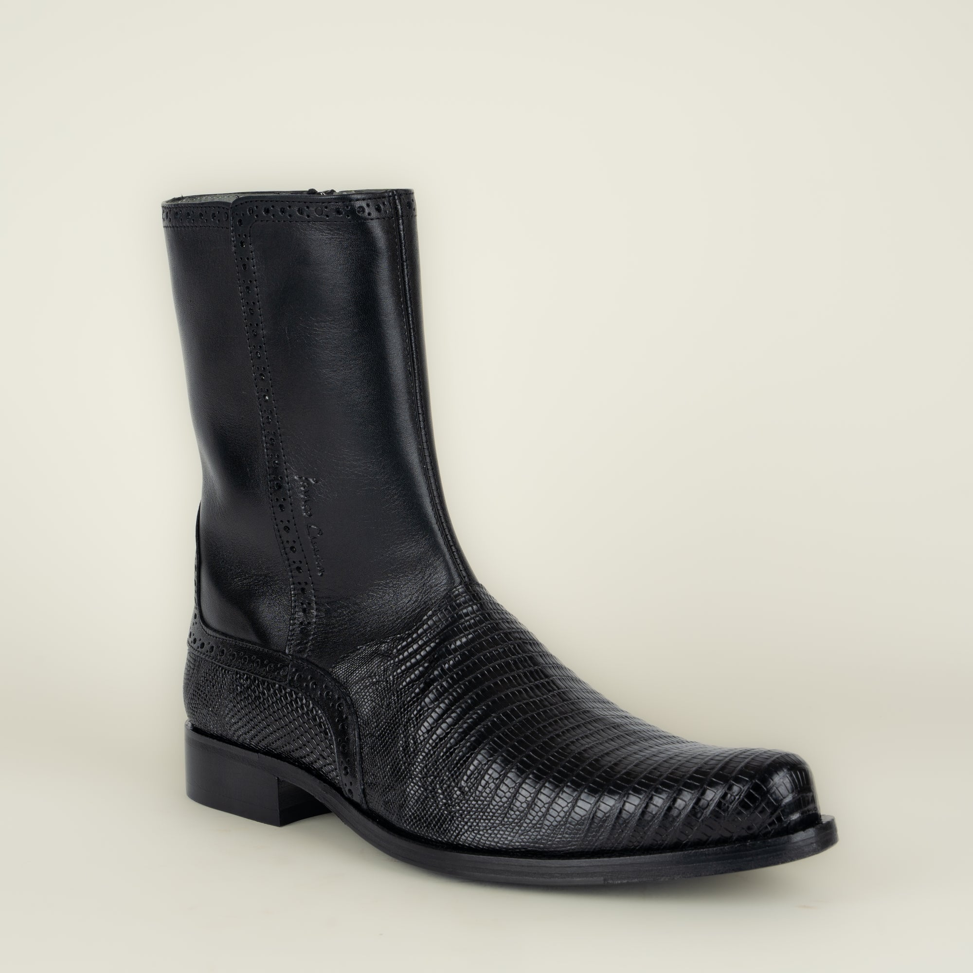 Bota Franco Cuadra Lizard Teju Ternera Inca Black Caballero