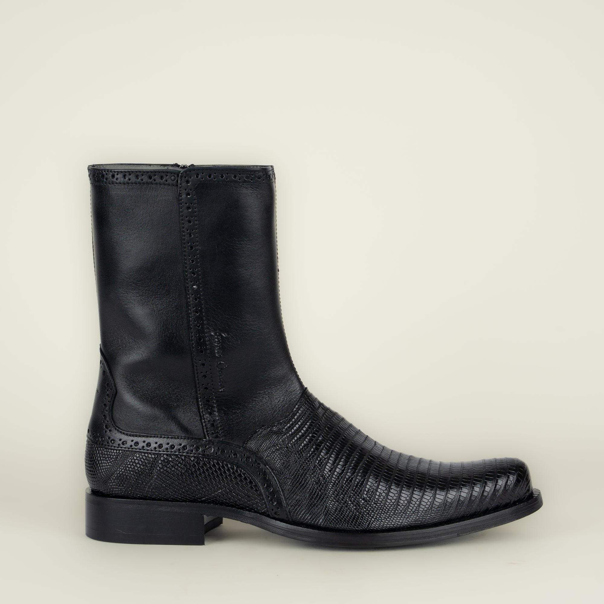 Bota Franco Cuadra Lizard Teju Ternera Inca Black Caballero
