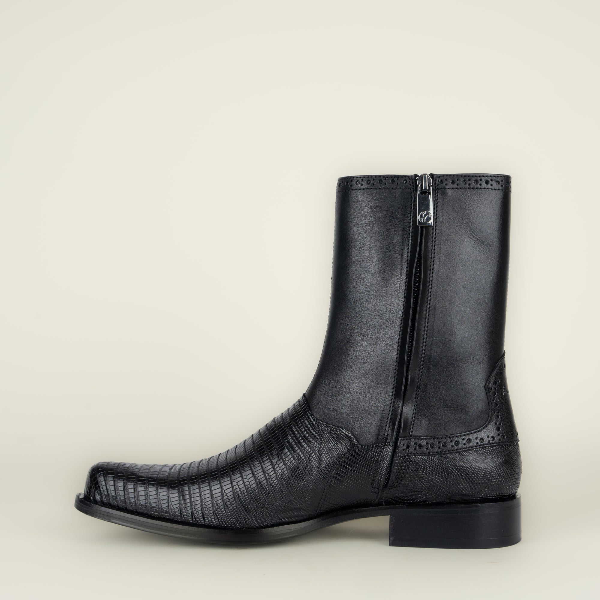 Bota Franco Cuadra Lizard Teju Ternera Inca Black Caballero