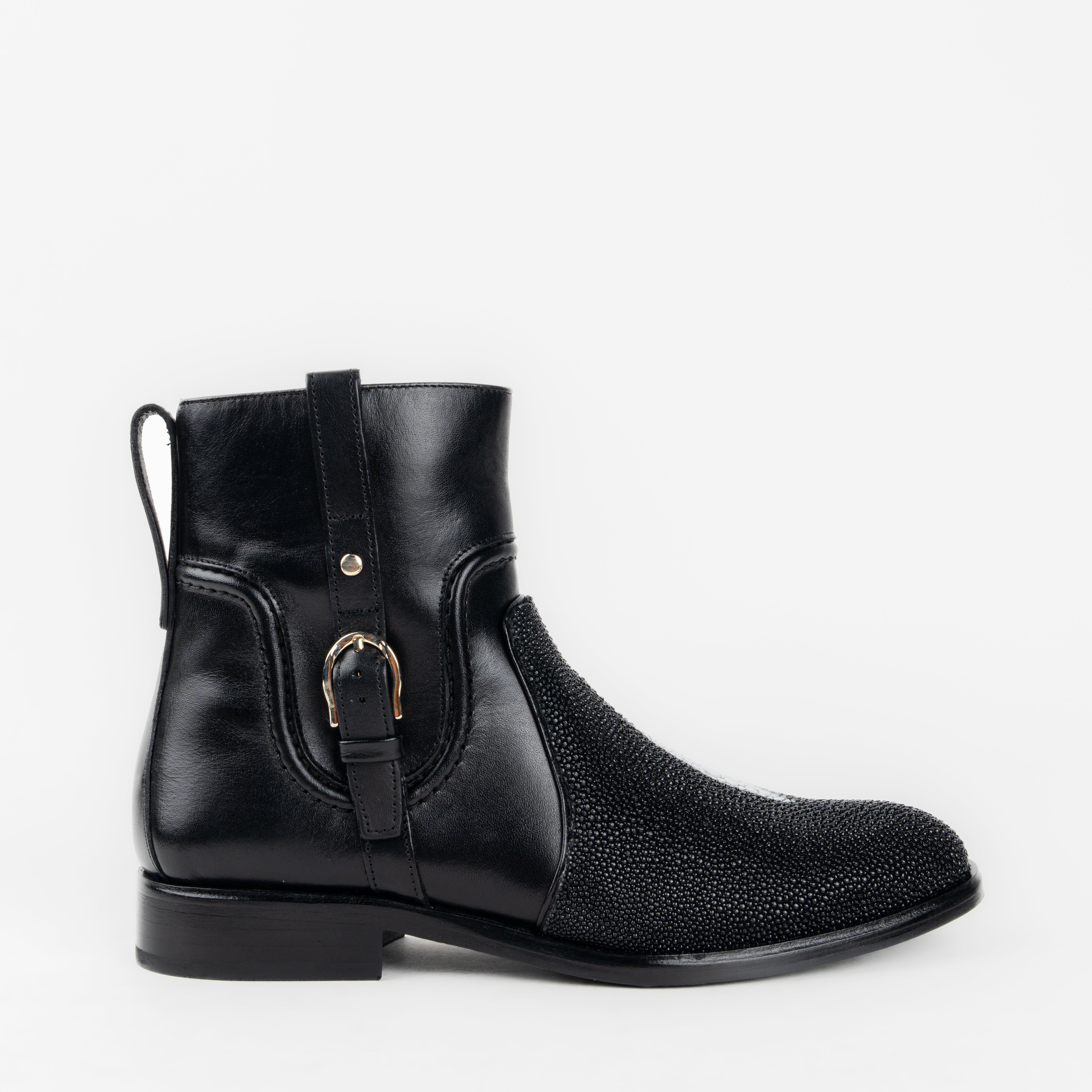 Botín Franco Cuadra Mantarraya Negro Dama Botas Chicho