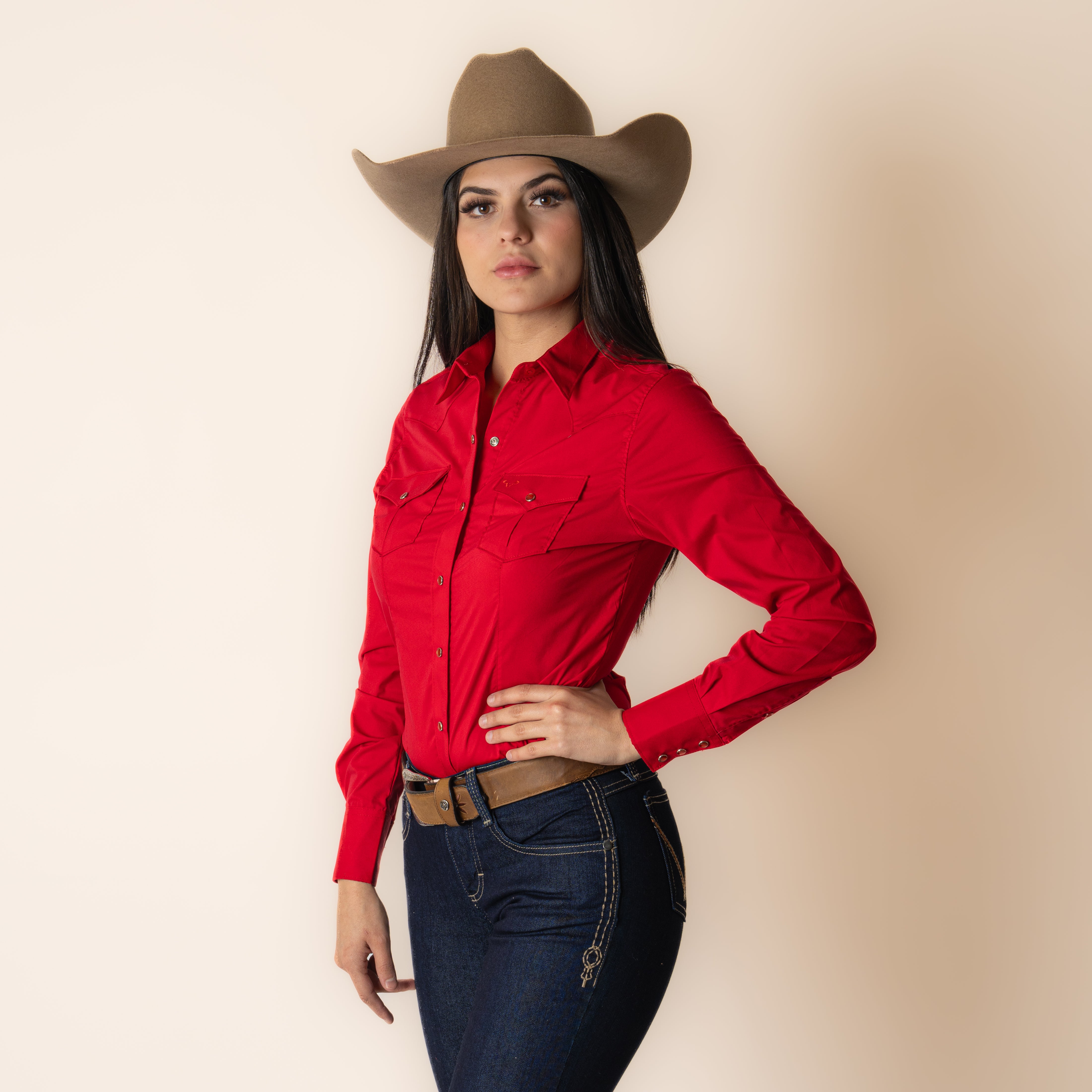 Camisa Rodeo Lisa Rojo Dama