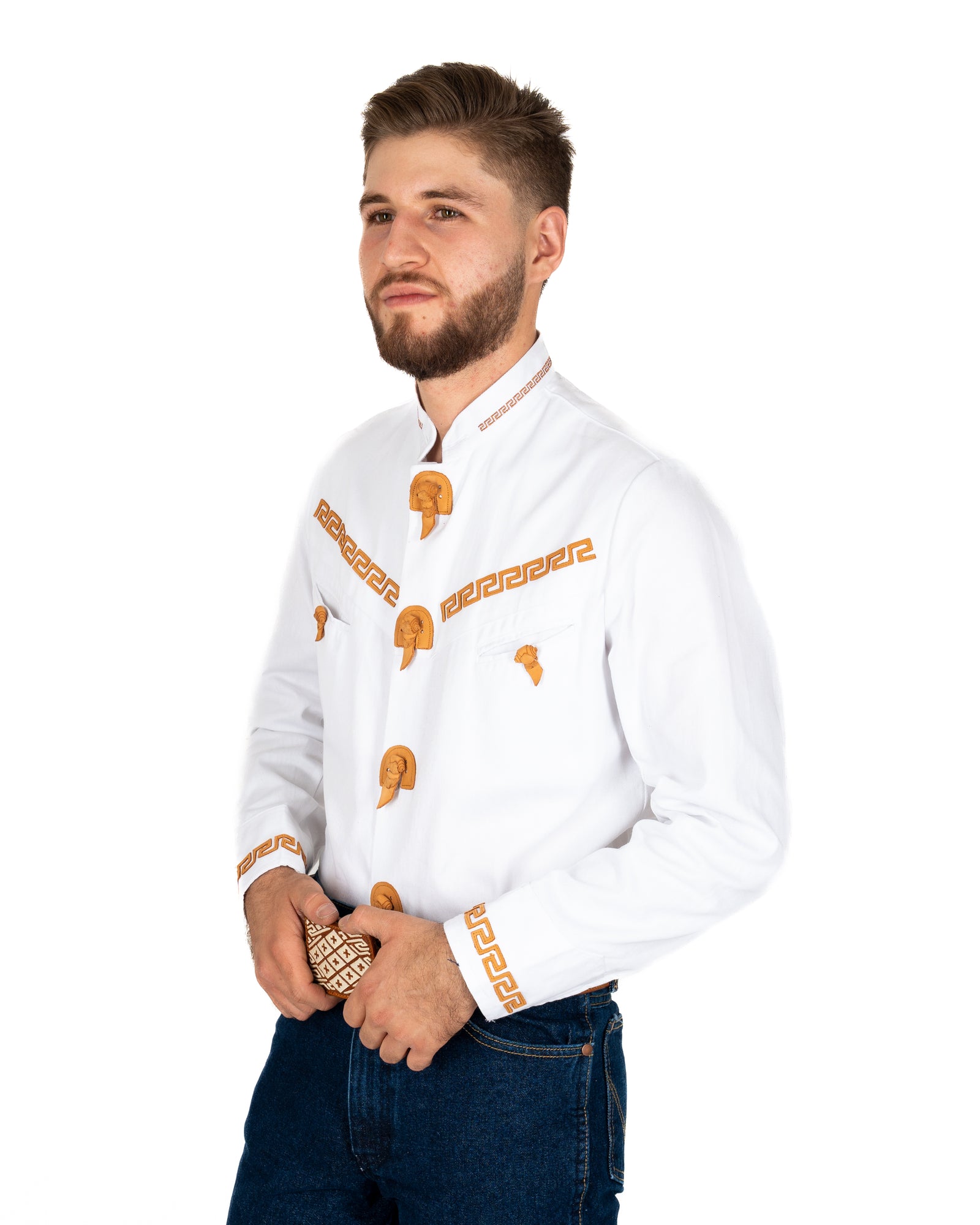 Camisa Charra Espuela de Oro Piel Blanco Caballero