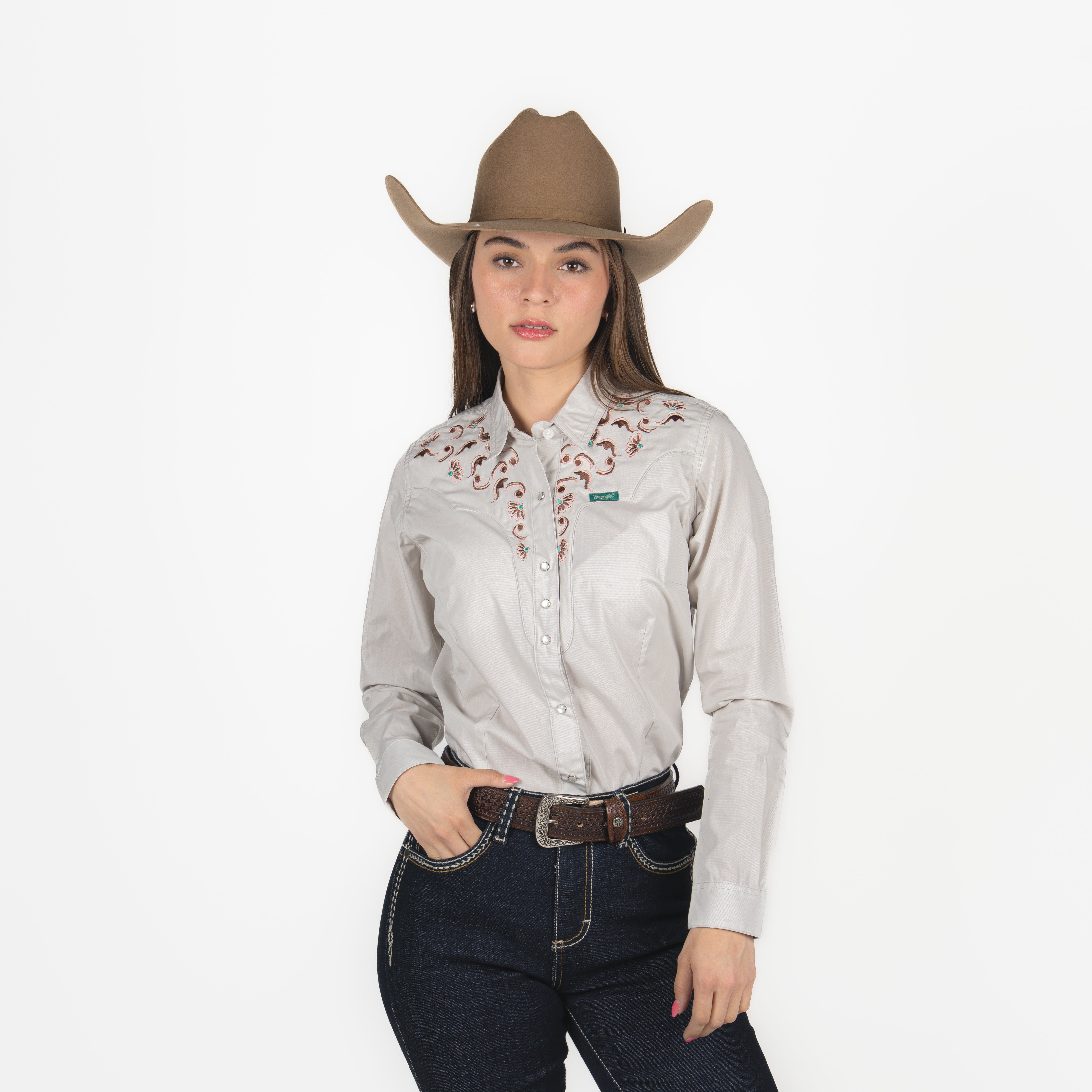 Camisa Wrangler Estampado Flor Dama Botas Chicho