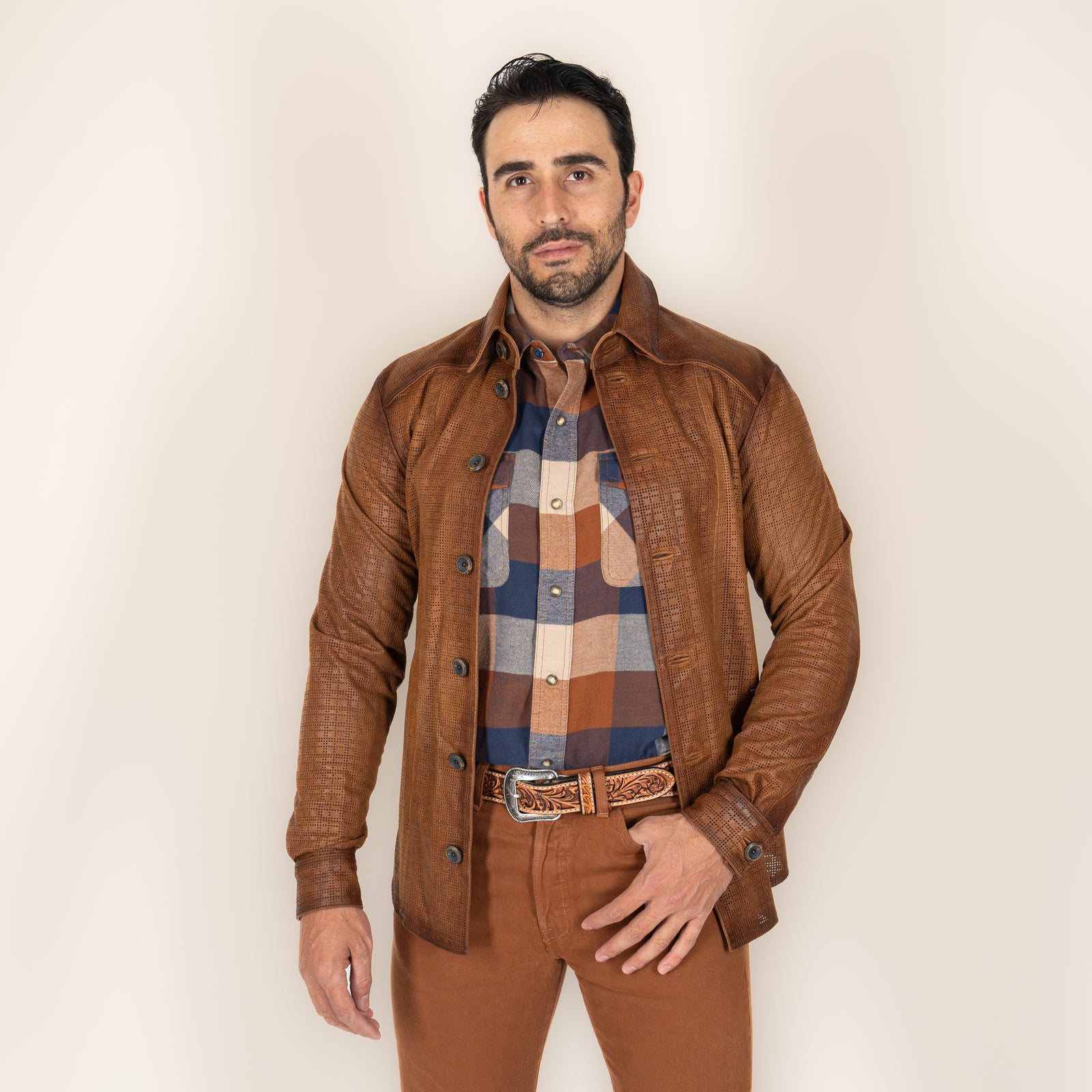 Sobrecamisa Cuadra Cordero Rustico Miel Caballero