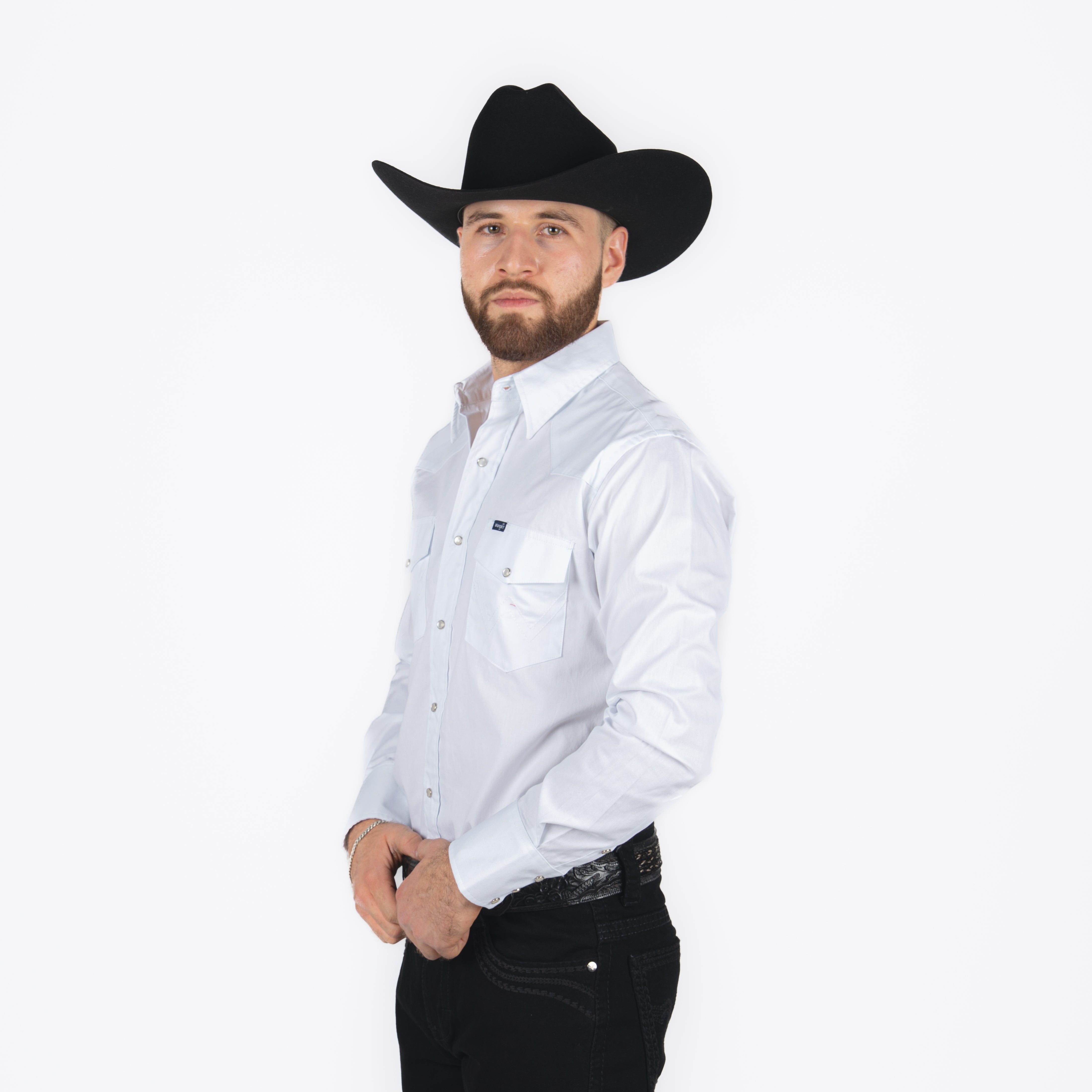 Camisa Wrangler Blanco Liso Caballero Botas Chicho