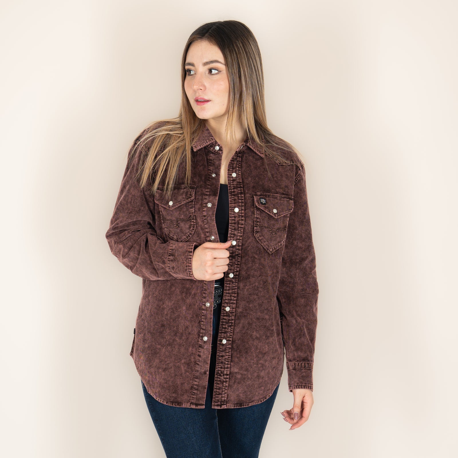 Sobrecamisa Kimes Ranch Dixon Cord Dark Brown Dama