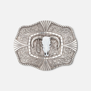 Hebilla Nocona Cráneo Blanco