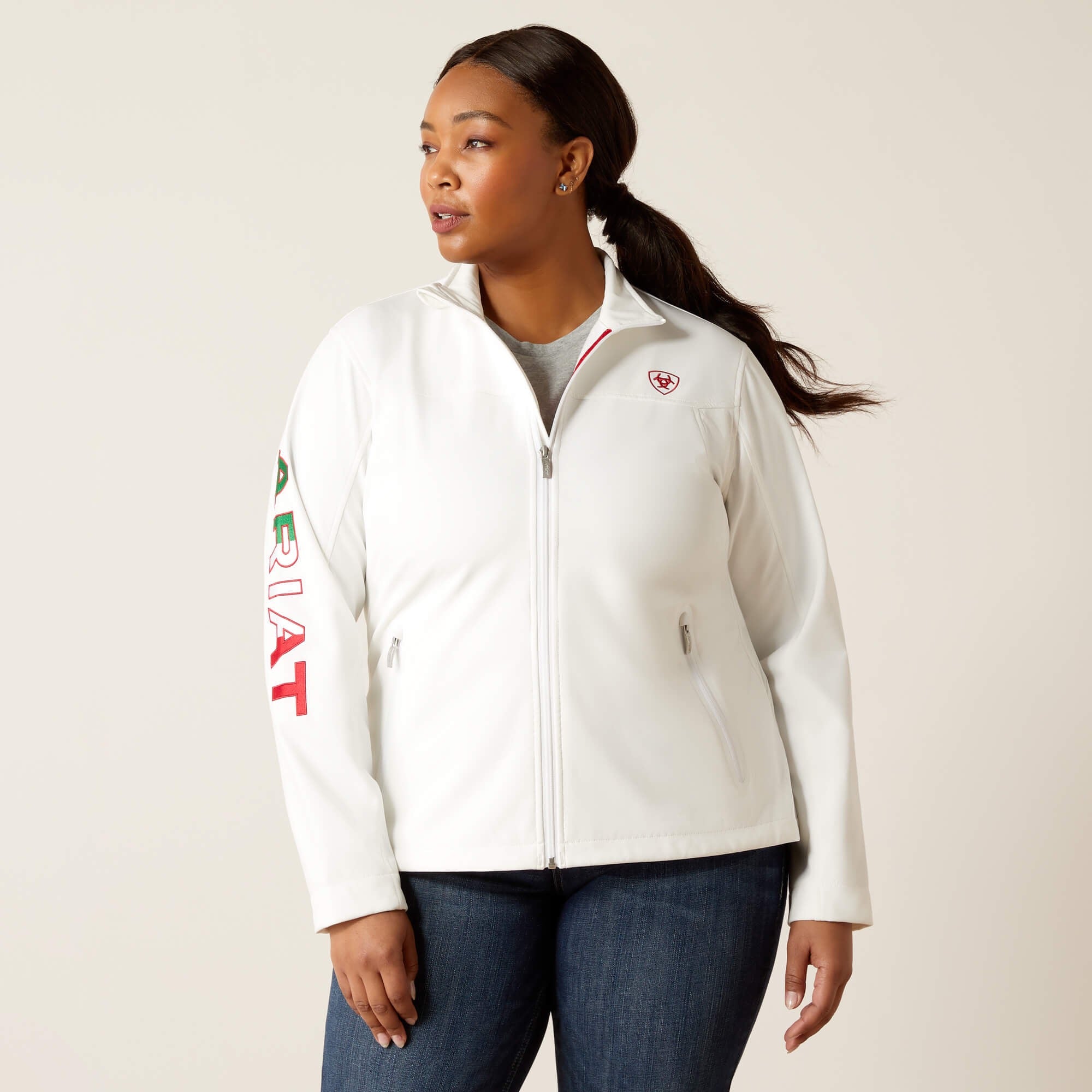 Chamarra Ariat Classic Team Softshell MEXICO Blanco Dama