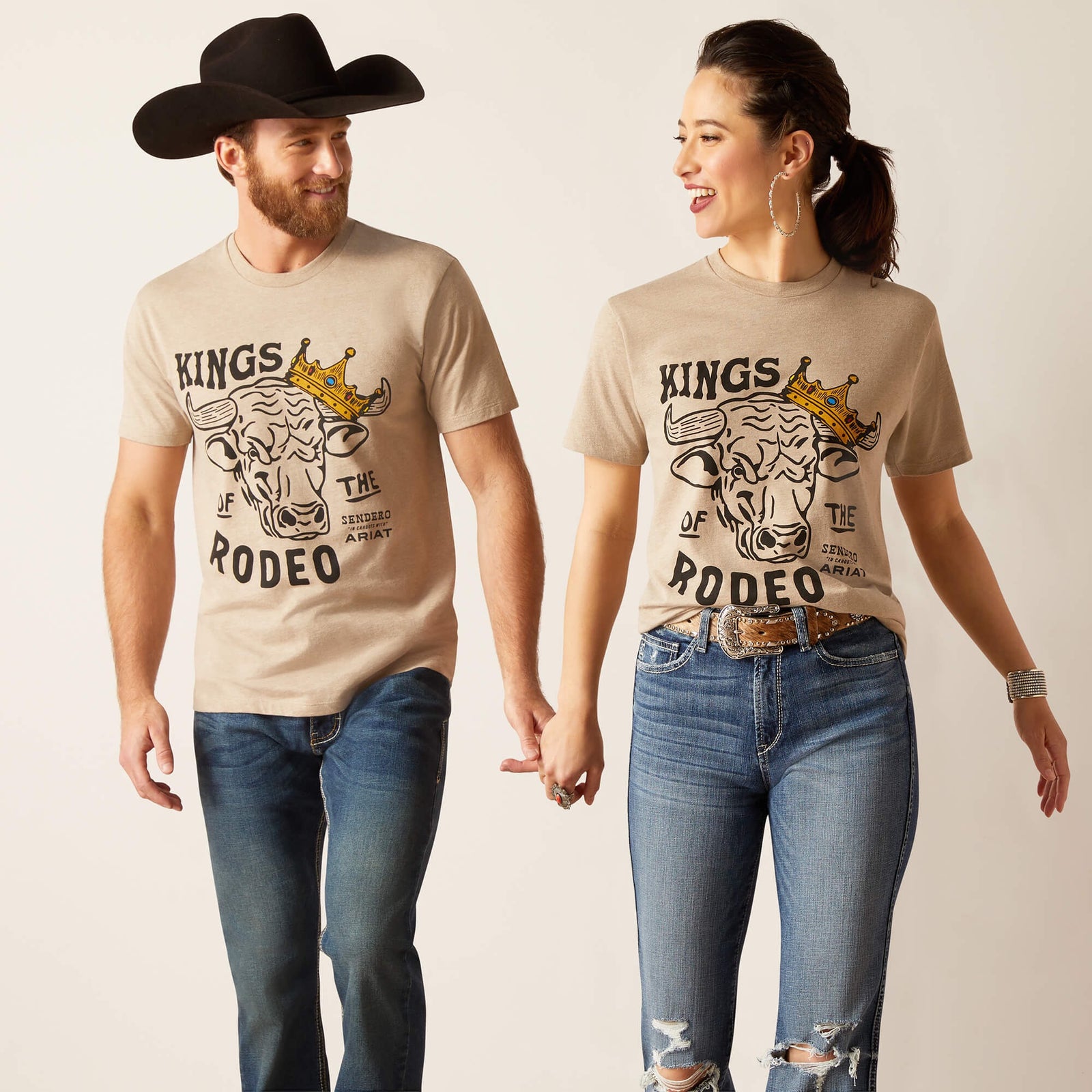 Playera Ariat Sendero King Cow Oatmeal Heather Caballero