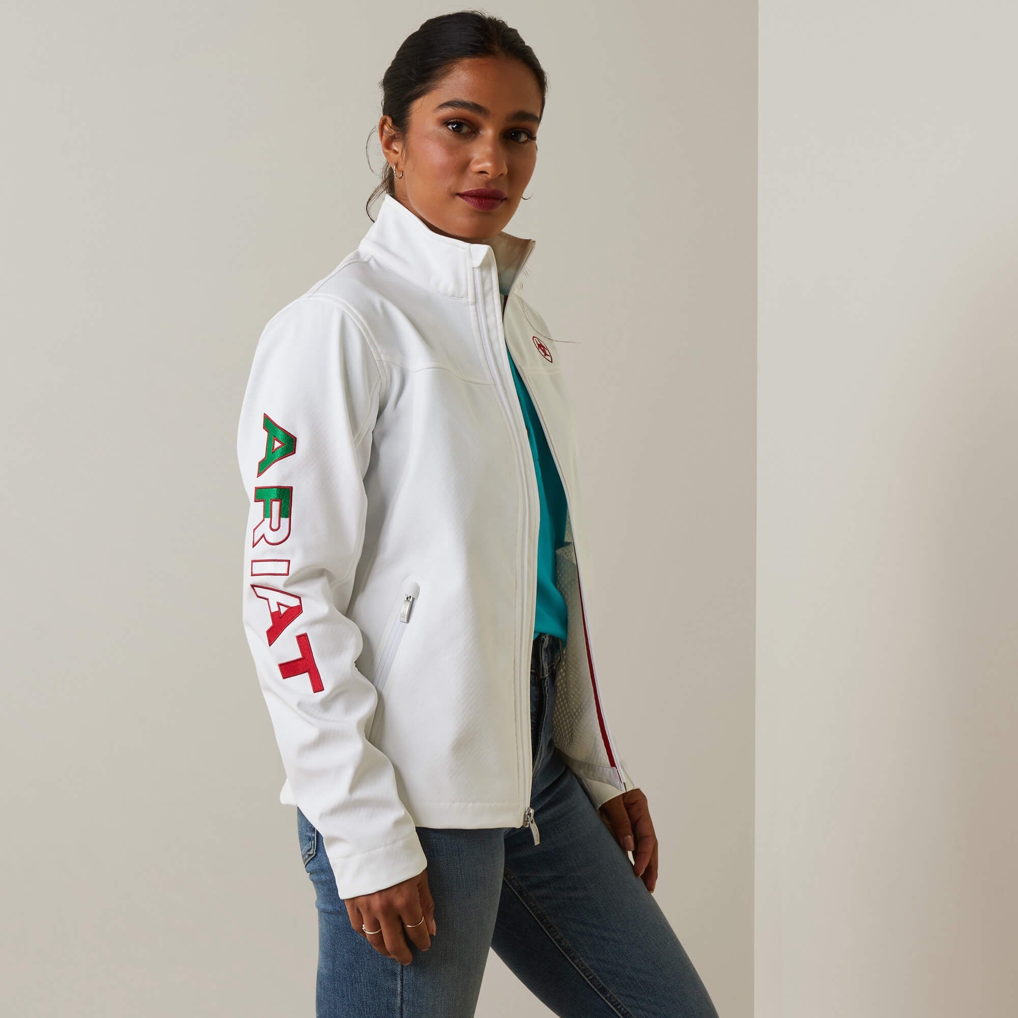 Chamarra Ariat Classic Team Softshell MEXICO Blanco Dama