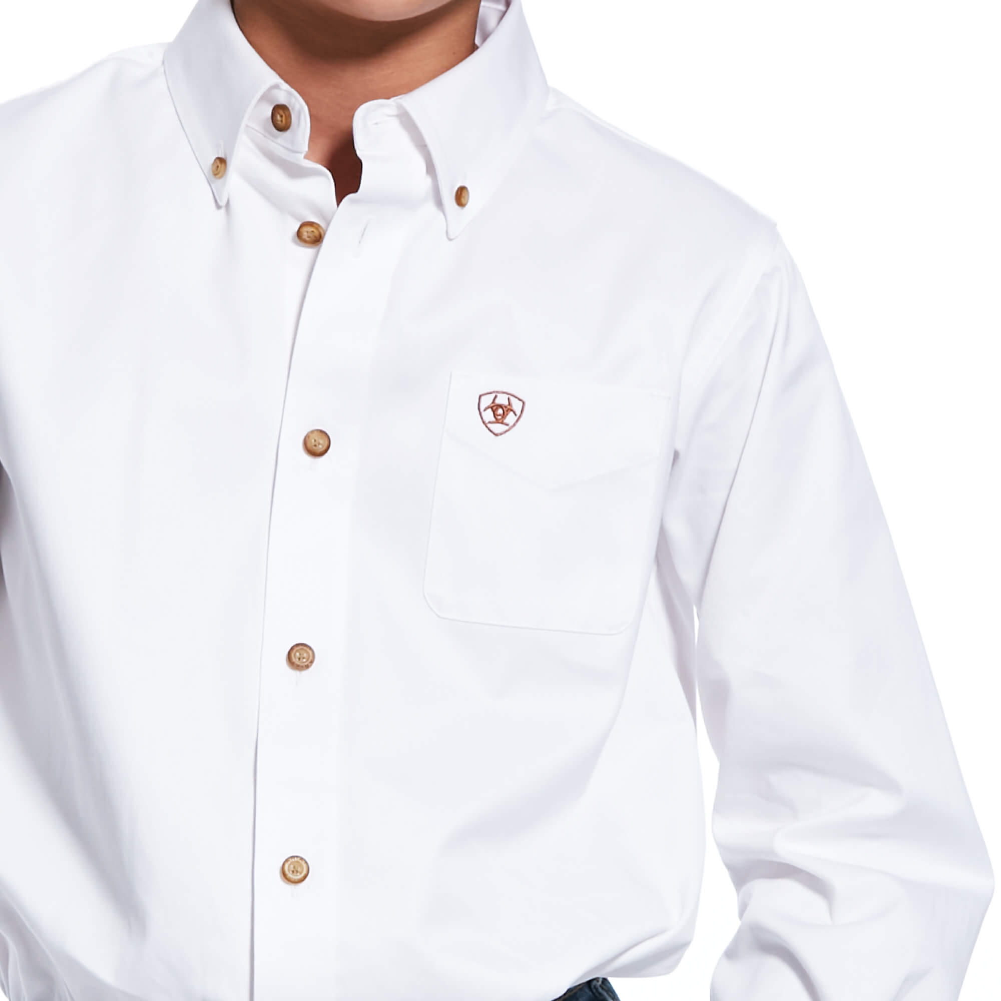 Camisa Ariat Solid Twill Classic Fit Blanco Niño