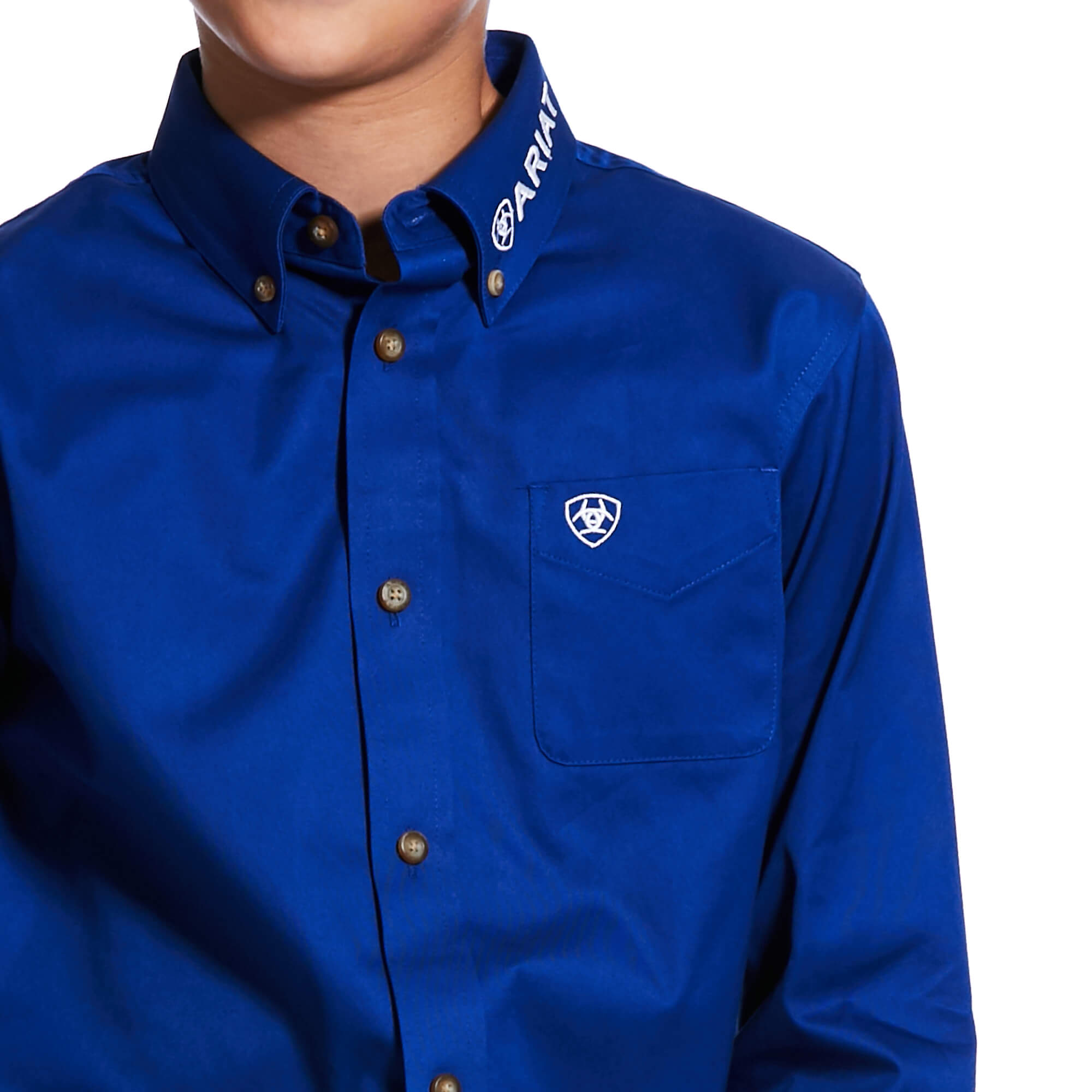 Camisa Ariat Team Logo Twill Classic Fit Azul Niño