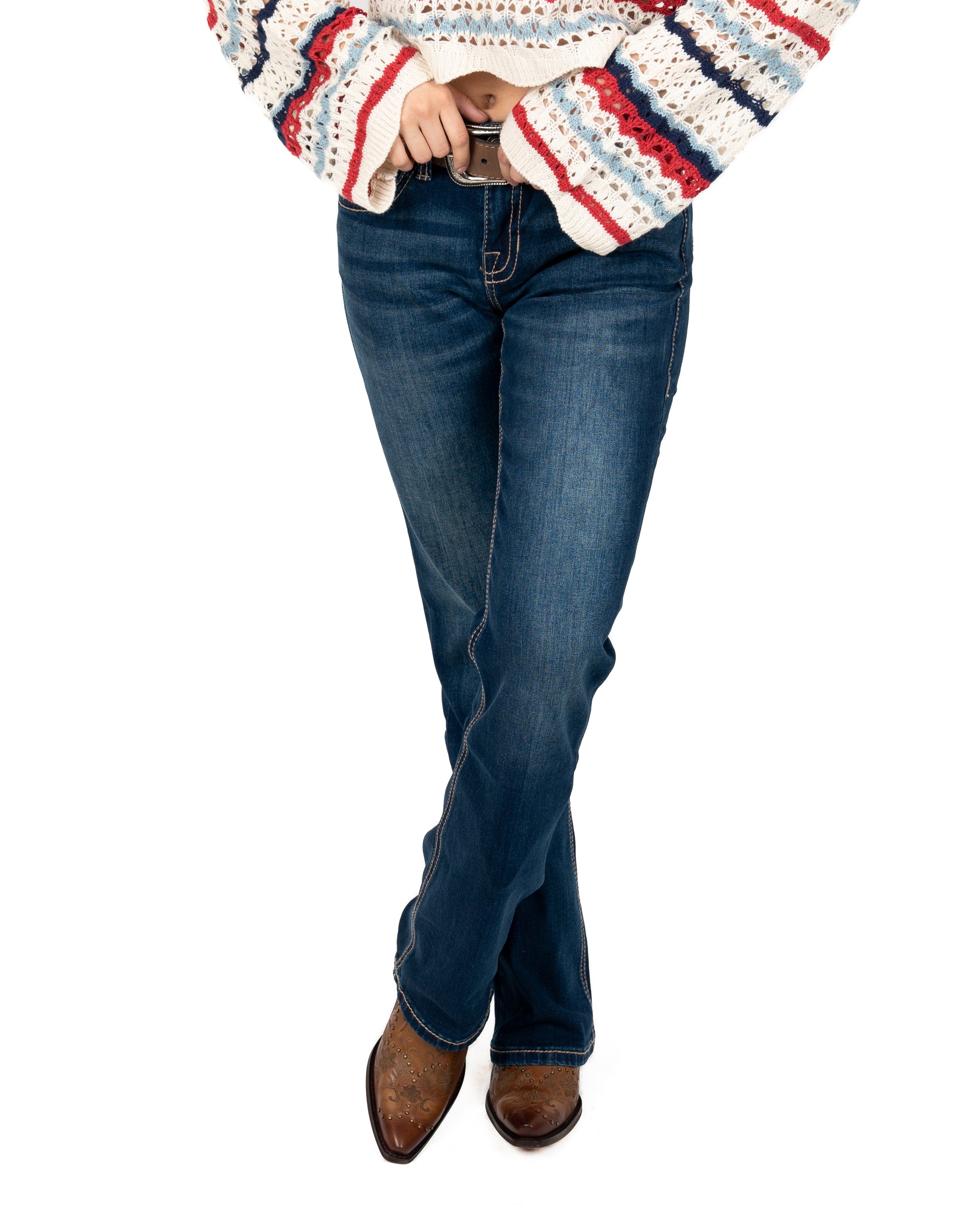 JEANS ROCK & ROLL DENIM MID RISE EXTRA STRETCH BOOTCUT RIDING DAMA