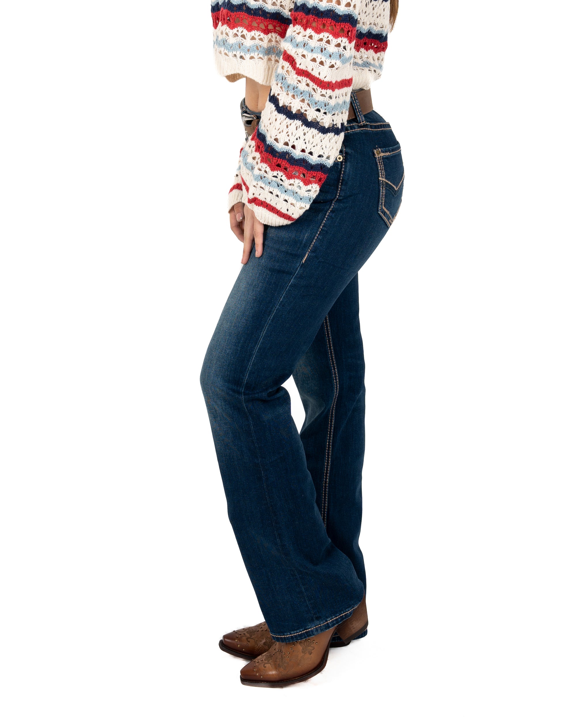 JEANS ROCK & ROLL DENIM MID RISE EXTRA STRETCH BOOTCUT RIDING DAMA