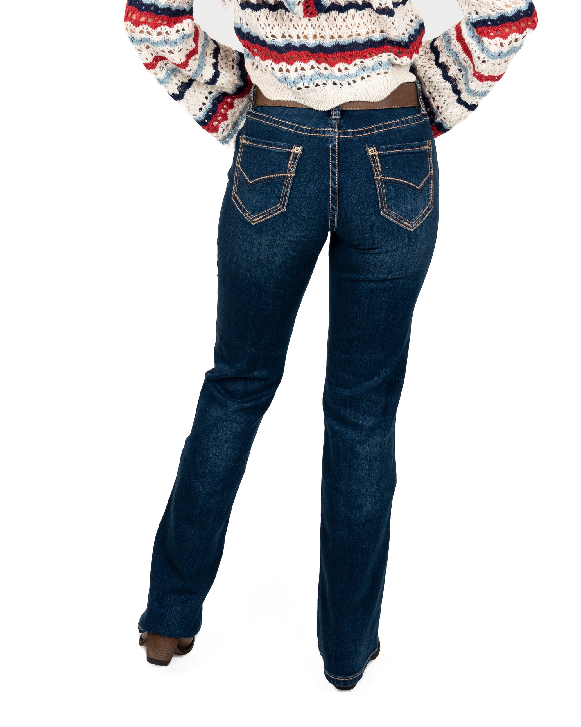 JEANS ROCK & ROLL DENIM MID RISE EXTRA STRETCH BOOTCUT RIDING DAMA