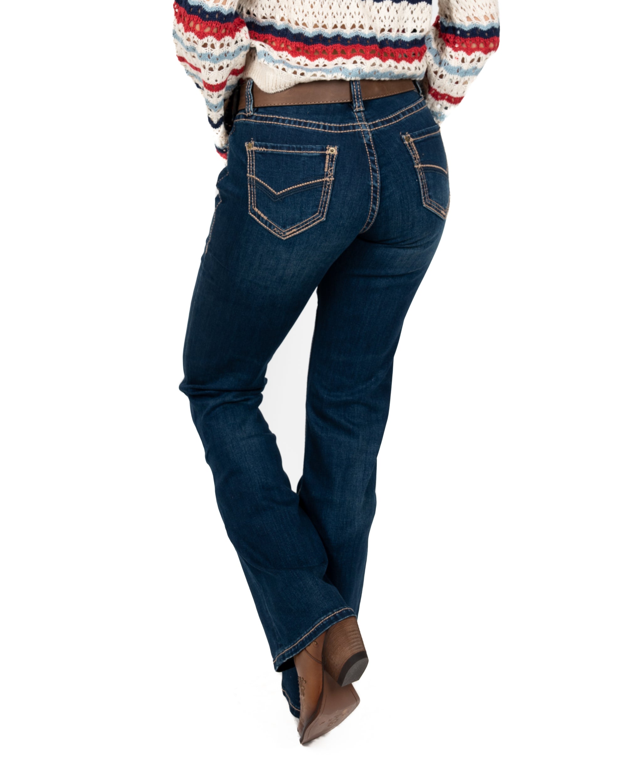 JEANS ROCK & ROLL DENIM MID RISE EXTRA STRETCH BOOTCUT RIDING DAMA