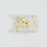 Hebilla Ranch Brand Freno Con Caballo Baño De Oro y Plata