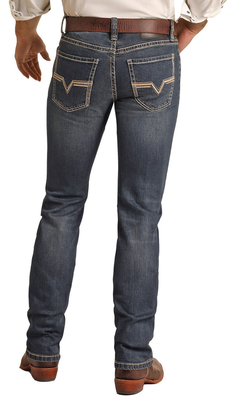 JEANS ROCK & ROLL DENIM SLIM FIT STRETCH TWO TONE STRAIGHT BOOTCUT CABALLERO